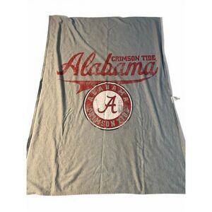 Vtg Alabama Crimson‎ Tide 45 X 60  Plush Throw Blanket Gray/ Red